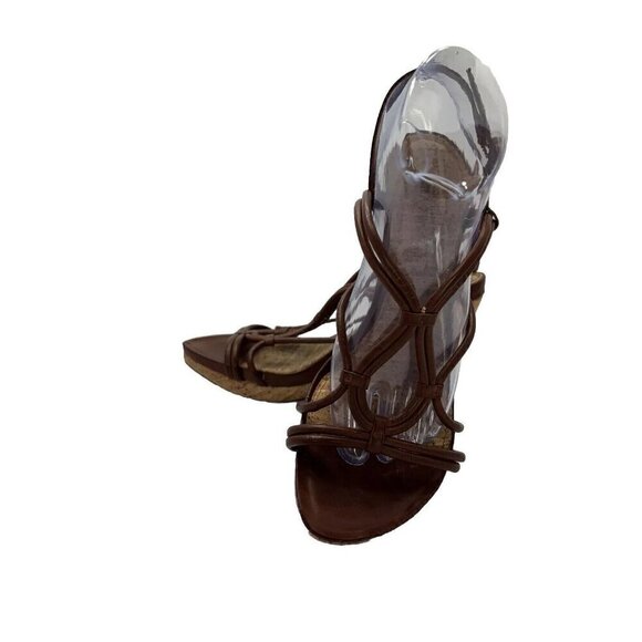 Kenneth Cole Reaction Don’t Dare 8.5M Sandals Brown Cork Wedge Y2K Strappy Shoes - Picture 3 of 12
